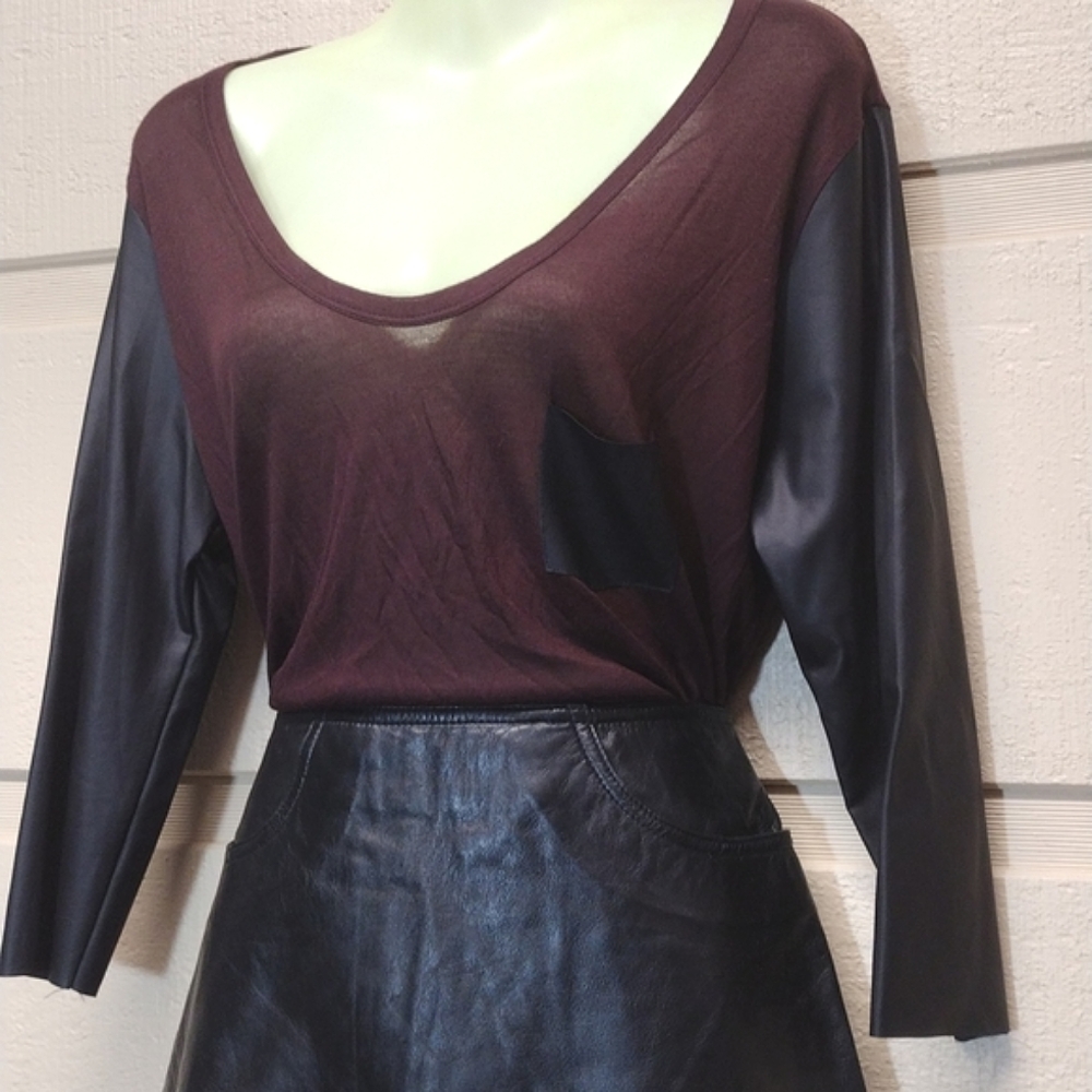 Zara semi-sheer faux leather top L
